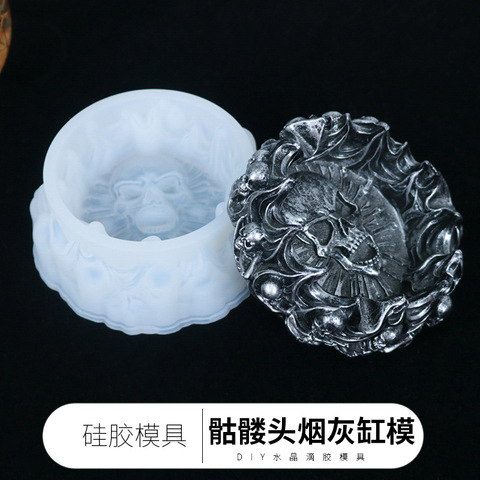 DIY Crystal Epoxy Ashtray Mold New Skull Ashtray Mold High Mirror Handmade Silicone Resin Mold ► Photo 1/6