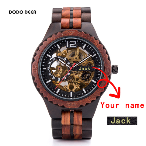 DODO DEER Waterproof Mechanical Watch Mens Automatique Wood Forsining Wristwatch Male Engrave Logo Brand Name Text Private Gift ► Photo 1/6