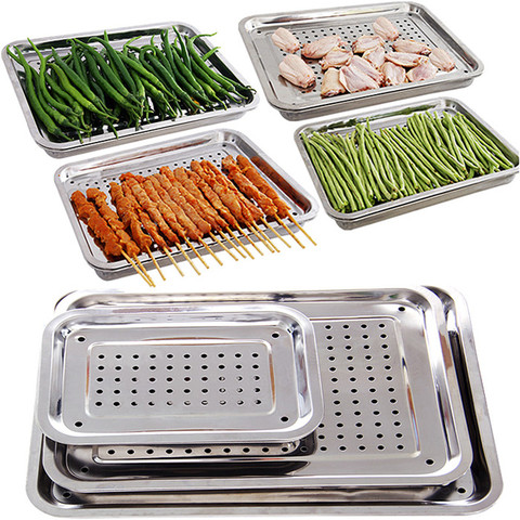 Thickened stainless steel double layer drain tray Drainer Multifunctional Drying plate Fried Chicken Plates kitchen accessories ► Photo 1/6