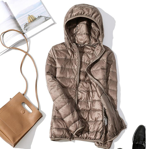 Down jacket Women Hooded Ultra Thin 90% Ultra Light White Duck Down Coat Female Winter Plus Size Solid Portable warm jackets ► Photo 1/6