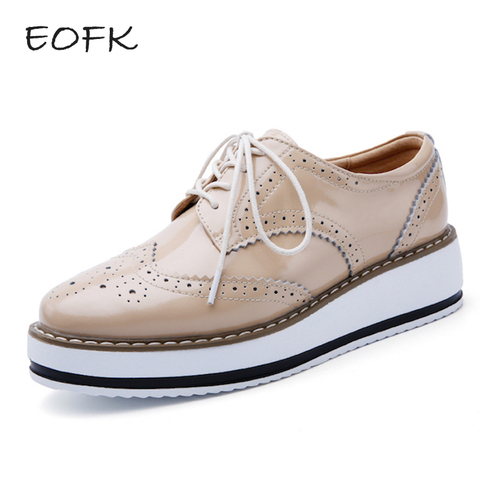 EOFK Spring Women Oxford Flats Leather Comfort Lady Brogue Derby polish Designer Platform Casual Shoes Sneakers Transparent ► Photo 1/1