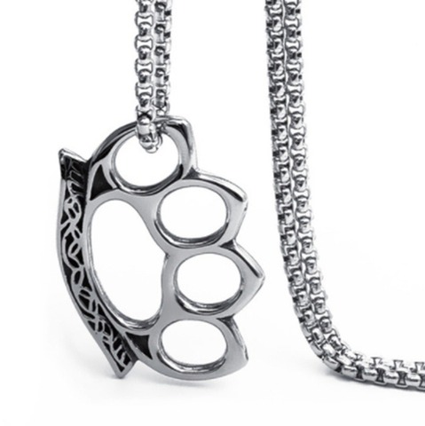 Creative Design Cool Punk High Quality Metal Simulation Knuckles Pendant Chain Necklace ► Photo 1/6