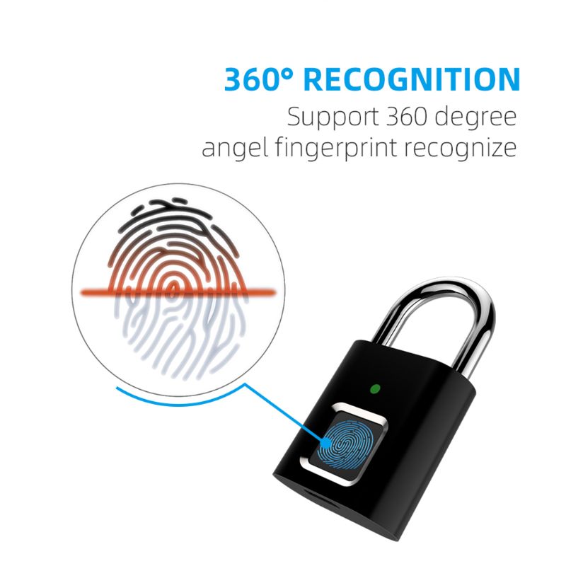 L34 Anti-theft Security Fingerprint Lock Electronic Padlock for Home Warehouse 
