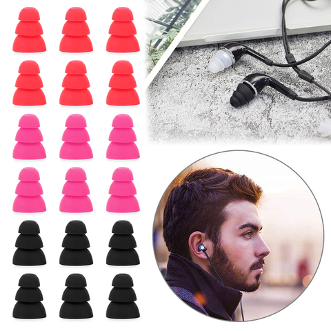 6Pcs New Soft Silicone Eartips Three Layer Earbuds Cover In-Ear Earphone Replacement Cap Earplug Earphone Accessories ► Photo 1/6