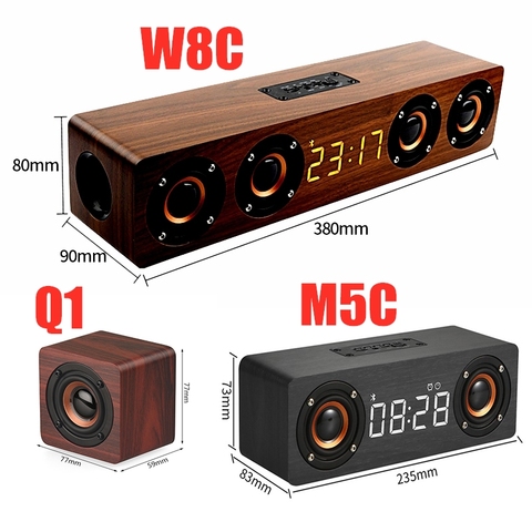 Wooden soundbar bluetooth speaker music acoustic system 20W HIFI stereo music surround LED display outdoor speaker with FM Radio ► Photo 1/6