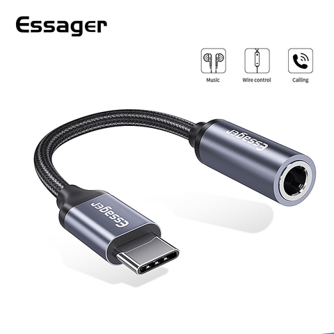 Essager USB Type-C to 3.5 mm Jack Female Adapter For Headphone Headset Type C to 3.5mm Aux Audio Cable For Xiaomi Samsung Huawei ► Photo 1/6