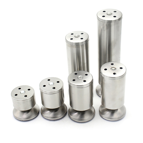 4PCS/Lot Stainless Steel Kitchen Adjustable Feet Round 50mm Diameter Furniture Legs, 60/80/100/120/150/200/300mm Height, Brushed ► Photo 1/1