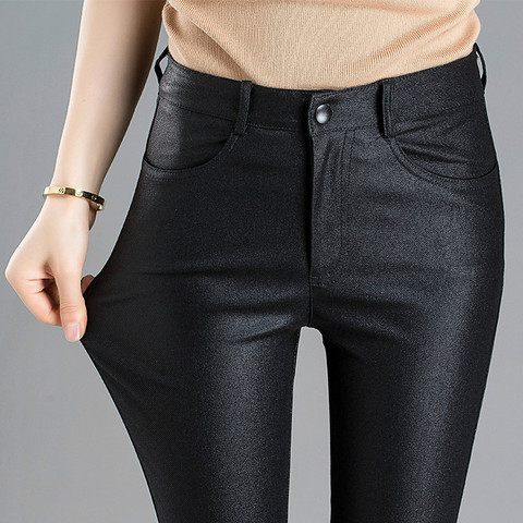 Autumn Winter Warm Women's Pants Dropshipping Female PU Leather Velvet Trousers Elastic Pencil Skinny Pants Women's Tight Pants ► Photo 1/6