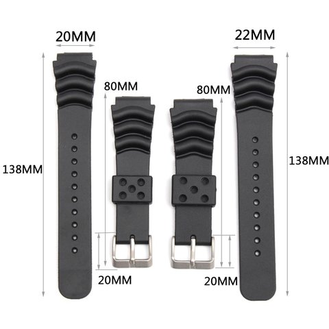 18 20 22 24 Mm Diver Rubber Watch Band Black Silicone Sports Wrist Strap Bracelet Spring Bars Tool Set for Seiko for Casio Watch ► Photo 1/6