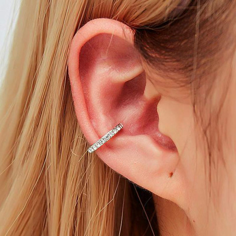 Full Colorful Crystal Clip Earrings For Women Earing Simple Pierced Blue Black White Zircon Ear Clips Earrings Jewelry Kolczyki ► Photo 1/6