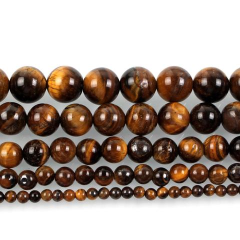 Natural Stone Glossy Yellow Tiger Eye Charm Round Loose Beads For Jewelry Making For Needlework Beads Diy Strand 4/6/8/10/12 MM ► Photo 1/4