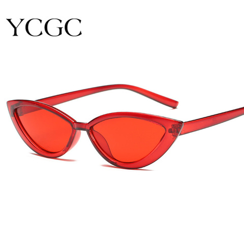 Cute Sexy Retro Cat Eye Sunglasses Women Small Black Transparent Pink 2022 Triangle Vintage Cheap Sun Glasses Red Female UV400 ► Photo 1/6