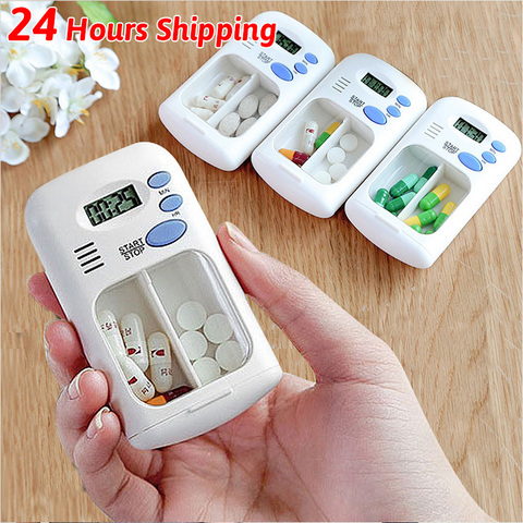 2022 New Timer Box Mini Portable Pill Reminder Drug Box Storage Plastic Pill Box Weekly Pillbox Medication Organizer Alarm Cases ► Photo 1/6