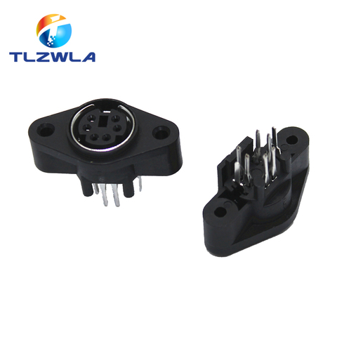 2PCS/Lot MDC/S Terminal Socket DIN Jack Connector Mini PS2 6Pin 6P with Fixed Hole Mouse Keyboard ► Photo 1/2