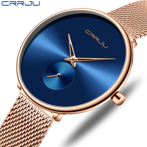 Fashion Women Watch Luxury CRRJU Casual Simple Ladies Daily Dress Mesh Wristwatch Minimalist Waterproof Quartz Female Clock ► Photo 1/6