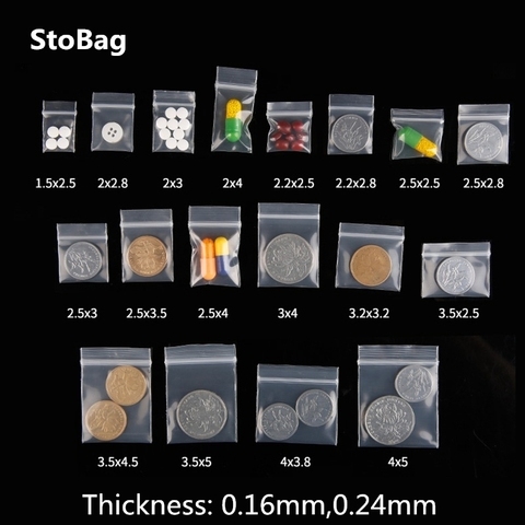 StoBag 100pcs Clear Mini Ziplock Plastic Bags 0.16mm/0.24mm Wire Storage Bags Small  Jewelry Packaging Transparent Tool Supplies ► Photo 1/6