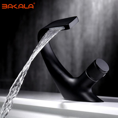 BAKALA Basin sink Black Faucet Cold and Hot Water bathroom tap black Chrome Bathroom basin sink Mixer Tap ► Photo 1/6