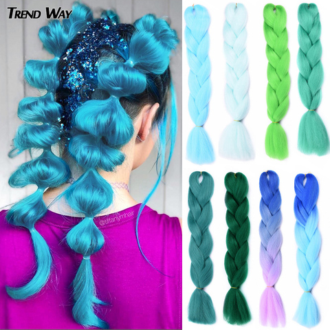 Trend Way 24Inch Kanekalon Ombre Braiding Hair  Straight Jumbo Braiding Hair Girl Elf Party Hair Colorful Yellow Purple Hair ► Photo 1/6