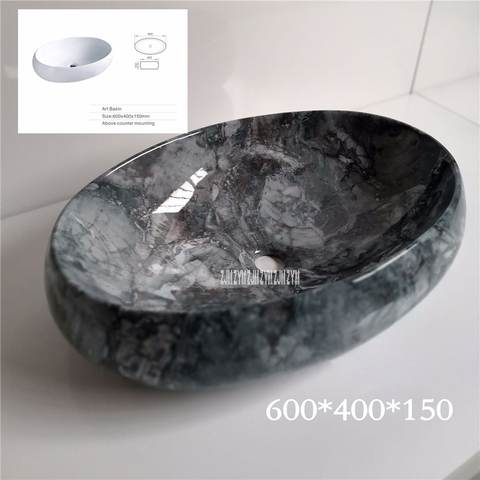 097 Retro Marble Vein Rectangle Ceramic Sink High Temperature Firing Hand Wash Sink Simple Hotel Above Counter Basin Bowl ► Photo 1/6