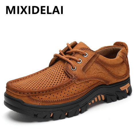 2022 New Men Shoes Genuine Leather Men Flats Loafers High Quality Breathable Outdoor Men Sneakers Male Casual Shoes Plus Size 48 ► Photo 1/6