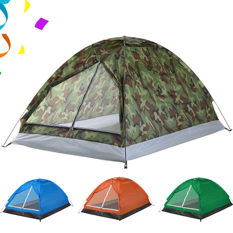 TOMSHOO 2 Persons Waterproof  Camping Tent PU1000mm Polyester Fabric Single Layer Tent for Outdoor Travel Hiking 200*130*110cm ► Photo 1/6