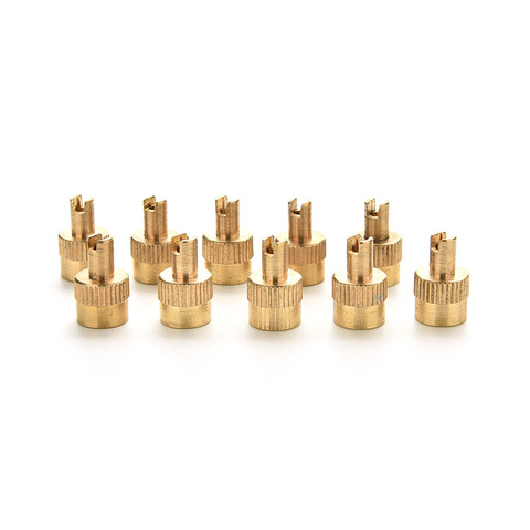 10pc Chrome Metal Slotted Head Valve Stem Caps With Core Remover Tool Motorcyle/Car ► Photo 1/6