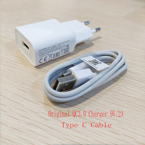 Original For XIAOMI POCOPHONE F1 Charger EU Plug QC 3.0 Fast Adapter Type C Cable Fast Charger For XIAOMI Pocophone F1 Poco F1 ► Photo 1/6