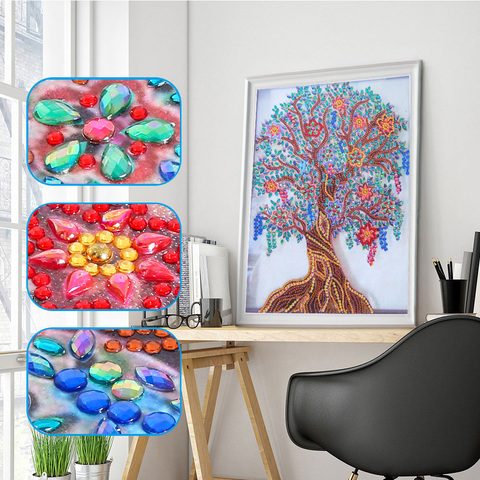 5D Partial Drill Cross Stitch Kits Crystal Rhinestone of Picture Special Shaped Diamond Life Tree Paint Embroidery Arts Craft ► Photo 1/6