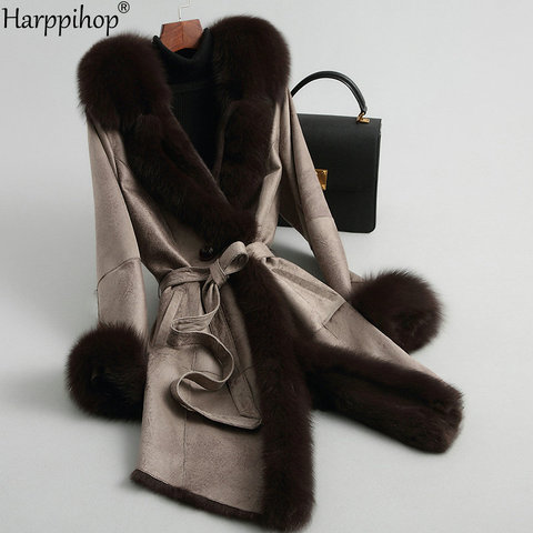 Fur leather rabbit fur coat coat female fox fur collar Slim long-sleeved fur coat female ► Photo 1/6