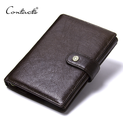 CONTACT'S Top Quality Genuine Cow Leather Wallet Men Hasp Design Short Purse With Passport Photo Holder For Male Clutch Wallets ► Photo 1/6
