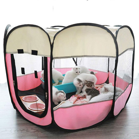 Portable Outdoor Dog Kennels Fences Corral de perros For Dogs Foldable Indoor Puppy Cats Pet Cage Octagon Fence вольер для собак ► Photo 1/6