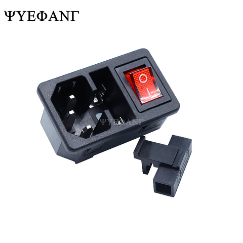 1pcs AC Power Socket with Red Rocker Switch Fused IEC 320 C14 Inlet Plug Connector AC-01 ► Photo 1/3