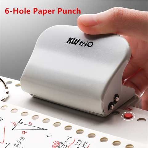KW-trio 6-Hole Paper Punch Handheld Metal Hole Puncher Capacity 6mm for A4 A5 B5 for Notebook Scrapbook Diary Binding 99H9 ► Photo 1/6
