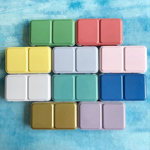 Colorful Empty Watercolor Paints Tins Box Palette Painting Storage Paint Iron Box with 24 Half Pans For Art Supplies ► Photo 1/6