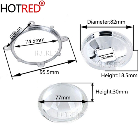 1Set 77mm 78mm LED Optical glass  Lens Reflector+ 82mm Reflector Collimator + Fixed Bracket for 50W -200W High Power LED Chips ► Photo 1/6