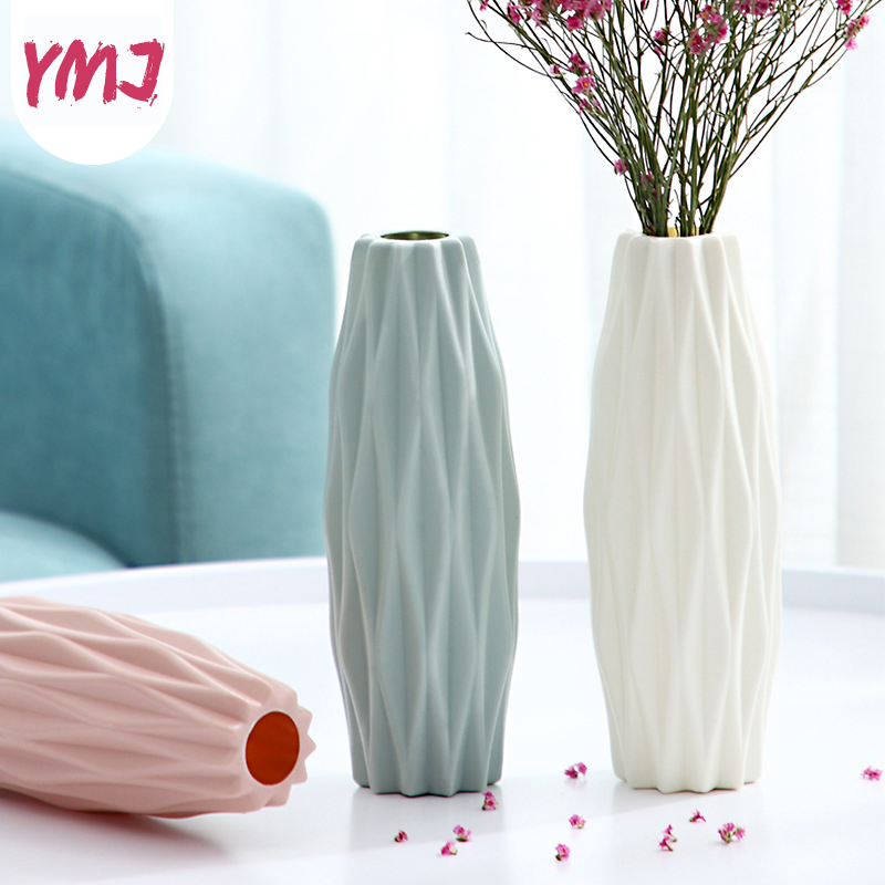Nordic Planter Decoration Origami Flower pot Imitation Ceramic Plastic Vase 