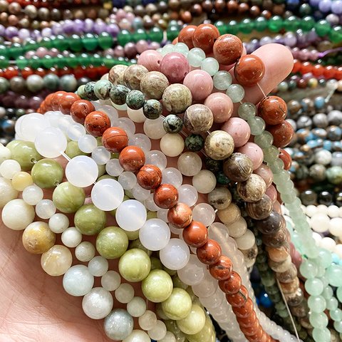4mm-12mm Natural Stone Garnet Turquoises Lapis Lazuli Round Loose Spacer Beads for Needlework Jewelry Making DIY Bracelet 15'' ► Photo 1/6