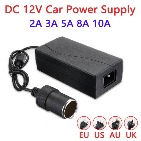 Car Cigarette Lighter Adapter Socket Converter 110V 220V AC Power Charger  To 12V DC US EU UK Plug