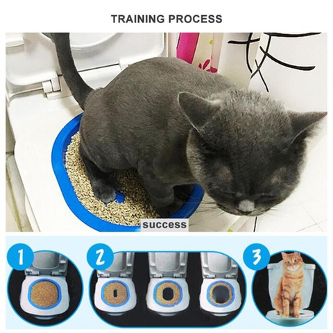 Pet Cat training Toilet Seat Pet Plastic litter Box Tray Kit Professional Trainer Clean Kitten Healthy Cats Human Toilet Cat Mat ► Photo 1/6