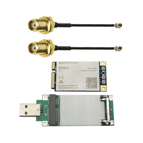 EP06-E mini pcie LTE Cat6 4G module with 2pcs 15cm sma female to IPEX pigatil+mini pcie to usb adapter EMEA APAC Brazil ► Photo 1/2