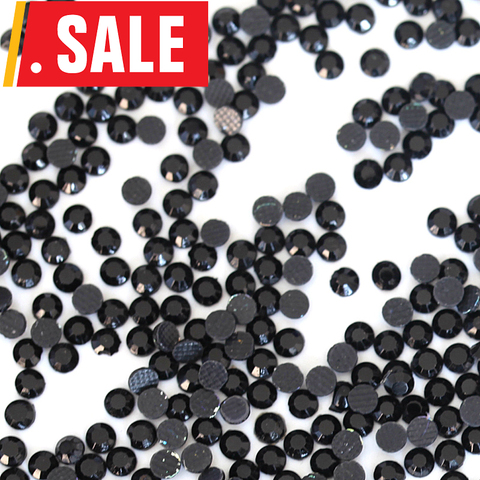 Promotion! 2mm SS6 Jet DMC Hot Fix Rhinestones Black Hotfix Rhinestones Glass Glitter Rhinestones For Wedding Dress Y0133 ► Photo 1/6