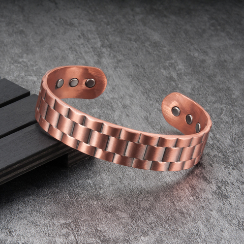 Vinterly Pure Copper Bangles for Men Women Adjustable Wide Cuff Bracelets Vintage Energy Magnetic Bracelets Bangles Men Jewelry ► Photo 1/6