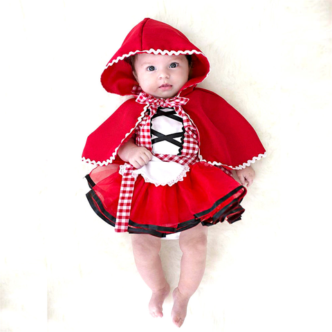 Baby Girls Tutu Dress +Cape Cloak Outfit Newborn Little Red Riding Hood Cosplay Photo Prop Costume Girl Party Dress Baby Clothes ► Photo 1/6