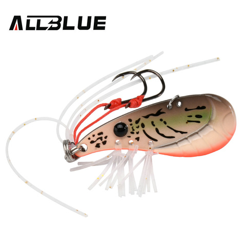 ALLBLUE Crazy Shrimp 7g 14g Metal VIB Sinking Blade Spoon Fishing Lure Bass Artificial Bait With Jig Assist Hook Rubber Skirt ► Photo 1/6
