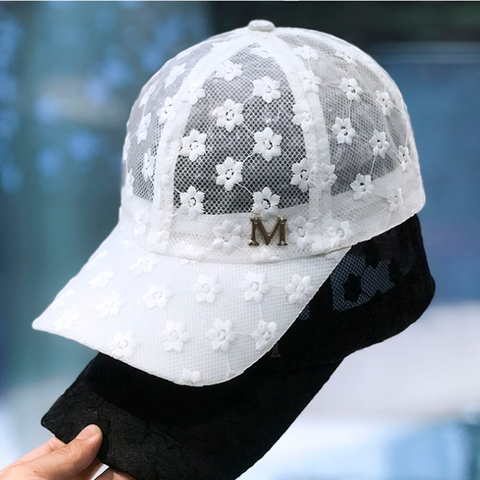 Brand Summer Lace Hat Cotton Baseball Cap For Women Breathable Mesh Girls Snapback Hip Hop Fashion Female Caps Adjustable ► Photo 1/6