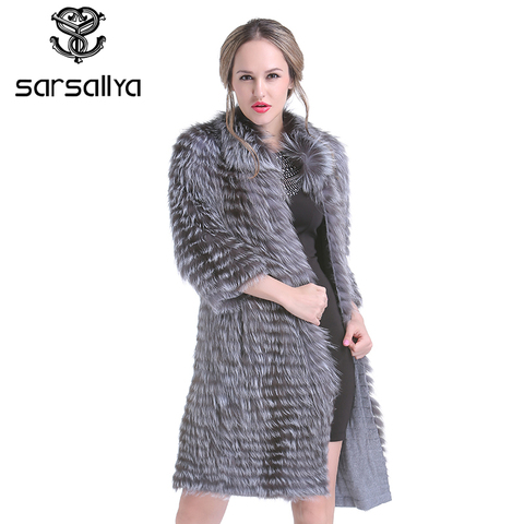 Fox Fur Coats Women Silver Fox Natural Fur Coats Female Autumn Knitted Long Genuine Fur Jackets Ladies Fashion Luxury 2022 New ► Photo 1/6