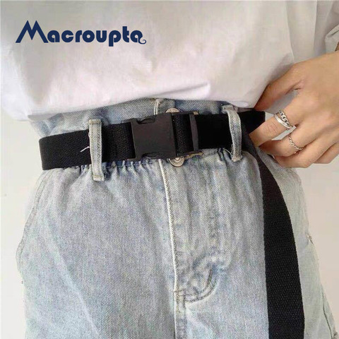 Adults Adjustable All-Match Belt Unisex Korean Style Canvas Belts Vintage Plastic Buckle Elastic Solid Color Long Waistband ► Photo 1/6