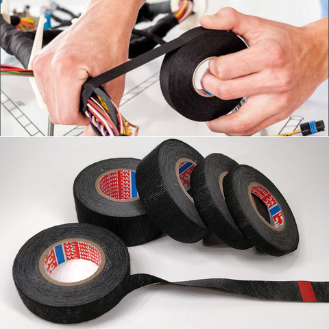Heat-resistant Wiring Harness Tape Looms Wiring Harness Cloth Fabric Tape Adhesive Cable Protection 9/15/19/25/32mmx15m ► Photo 1/6