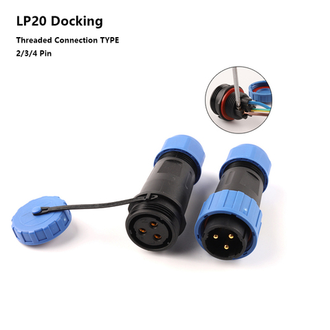 LP20 IP68 Butt TYPE Solderless waterproof connector male plug & female socket 2/3/4 pin panel Mount wire cable aviation plug ► Photo 1/6