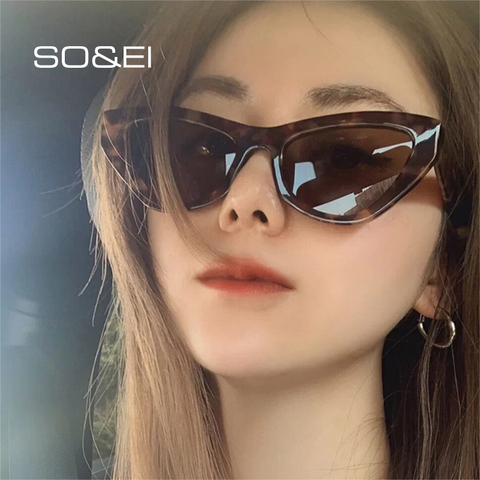 SO&EI Fashion Cat Eye Leopard Sunglasses Women Retro Clear Anti-Blu-Ray Glasses Frame Men Shades UV400 Sun Glasses ► Photo 1/6